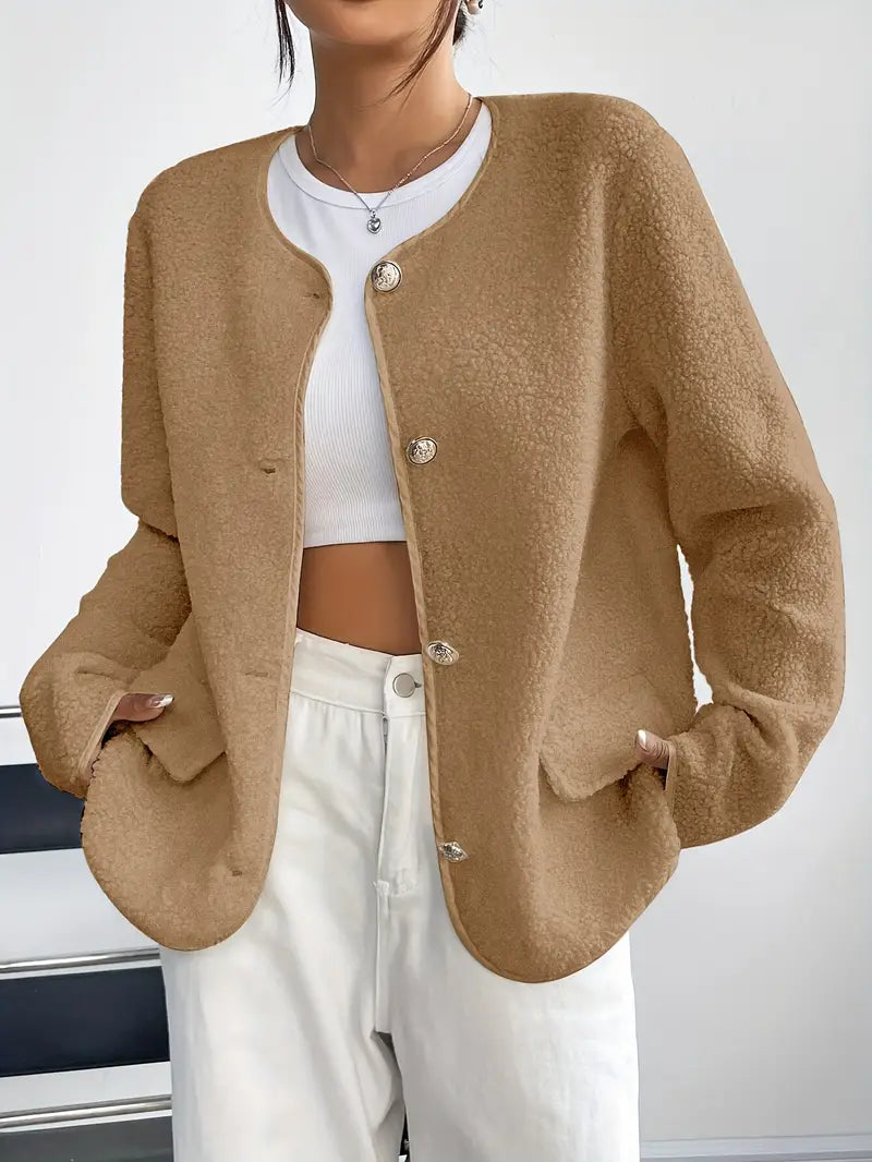Women's Round Neck Cardigan Elegant Design
