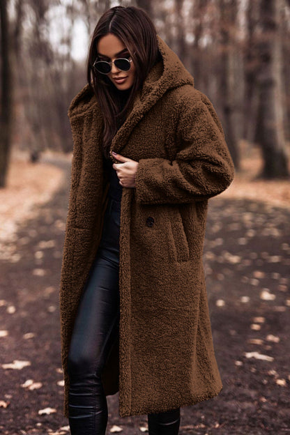 Women's Long Winter Jacket with Hood and Soft Lining
