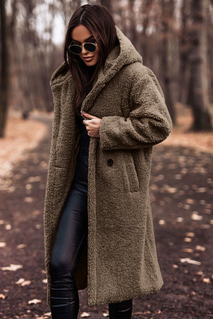 Women's Long Winter Jacket with Hood and Soft Lining