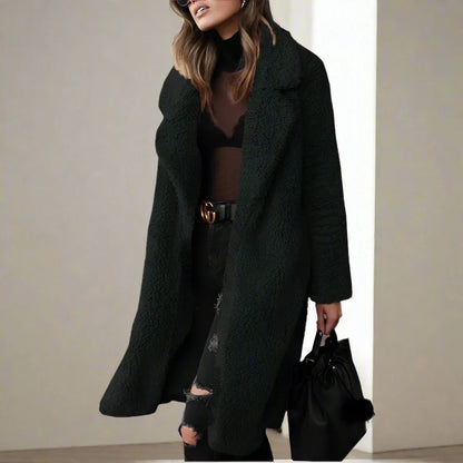 Women's Faux Fur Coat Long Elegant Lapel Collar