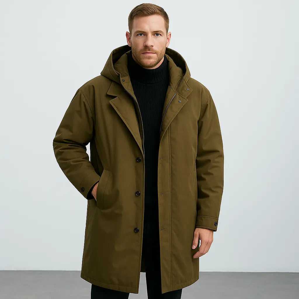 Men's Waterproof Hooded Trench Coat