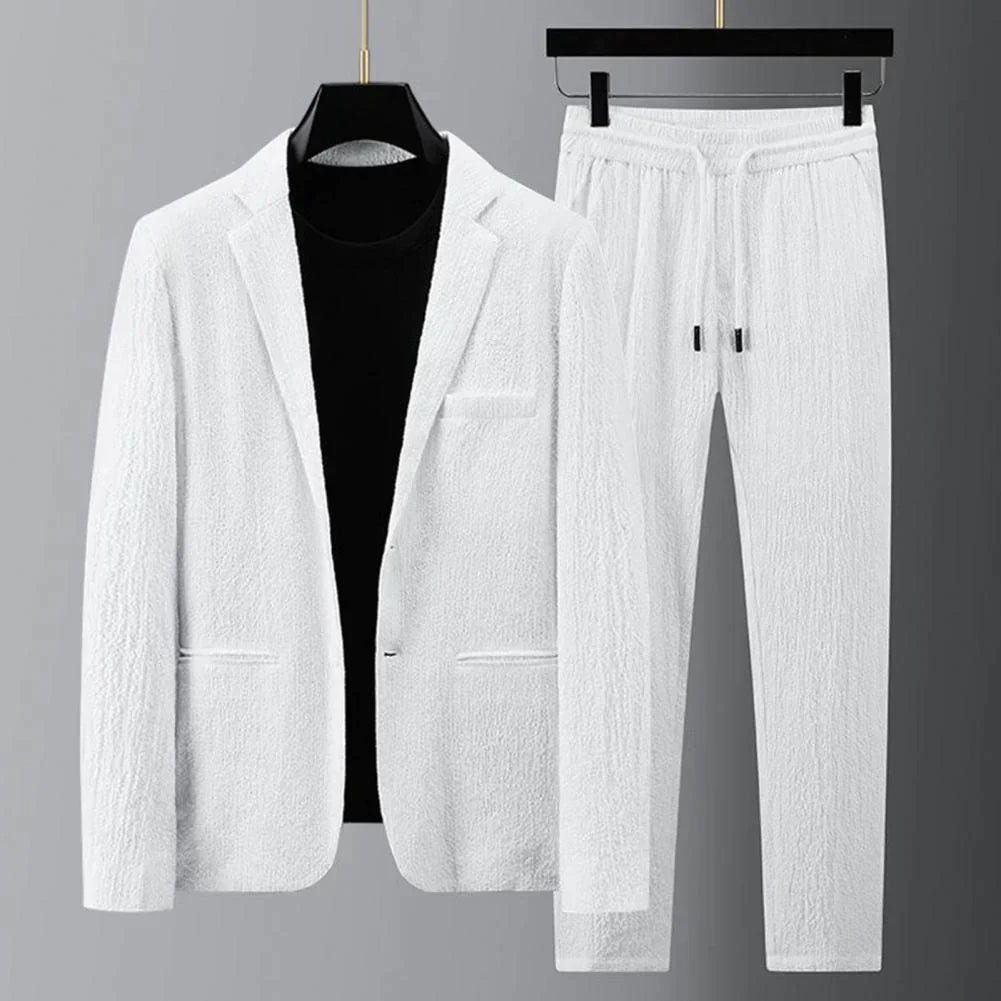 Men's Casual Lightweight Drawstring Two-Piece Suit