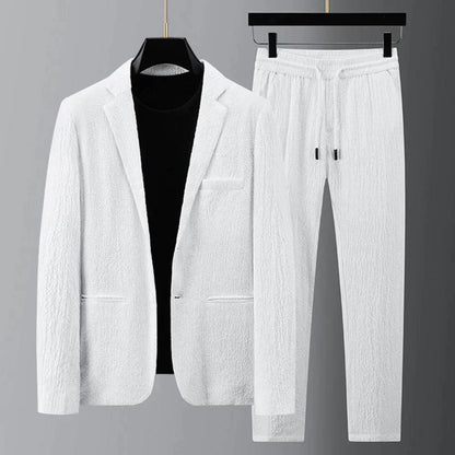 Men's Casual Lightweight Drawstring Two-Piece Suit