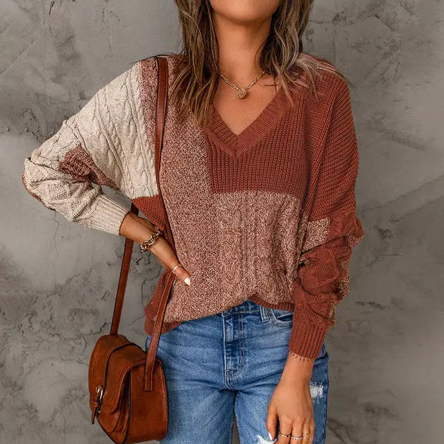 Bunt Strickpullover Patchwork Design - IdealeKleiden
