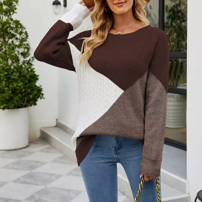 Multicolor Knit Sweater Patchwork Design