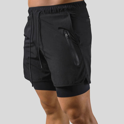 Herren Laufshorts 2-in-1 Sport Shorts Mit Taschen - IdealeKleiden