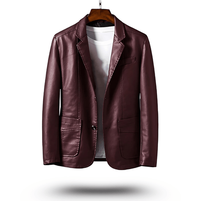 Men's Leather Jacket - Black Faux Leather Lapel Jacket