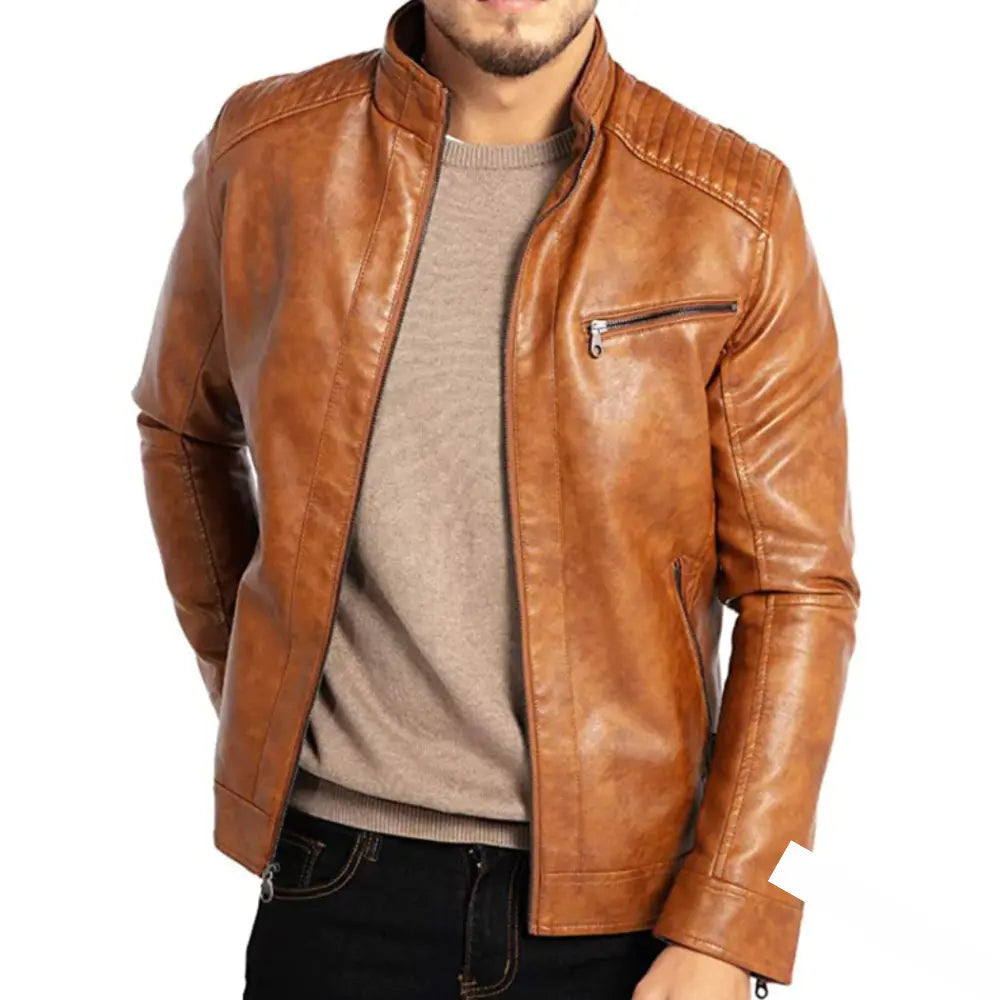 Leder-Bikerjacke Herren - Robust Winddicht - IdealeKleiden