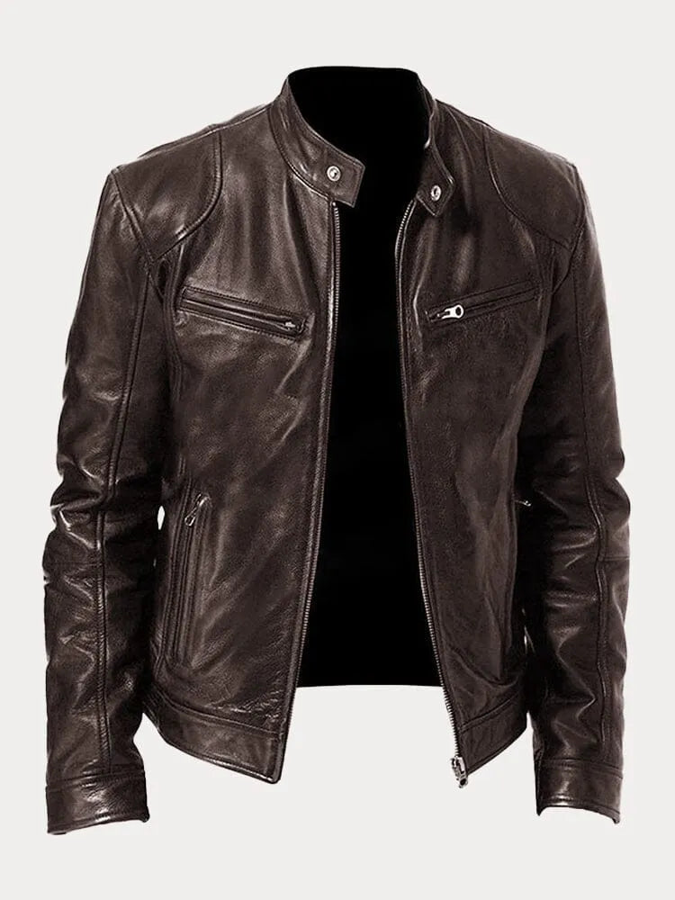 Men's Leather Biker Jacket Regular Fit