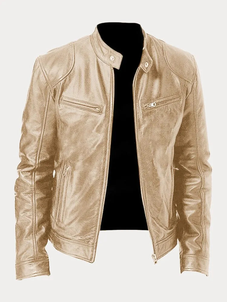 Men's Leather Biker Jacket Regular Fit