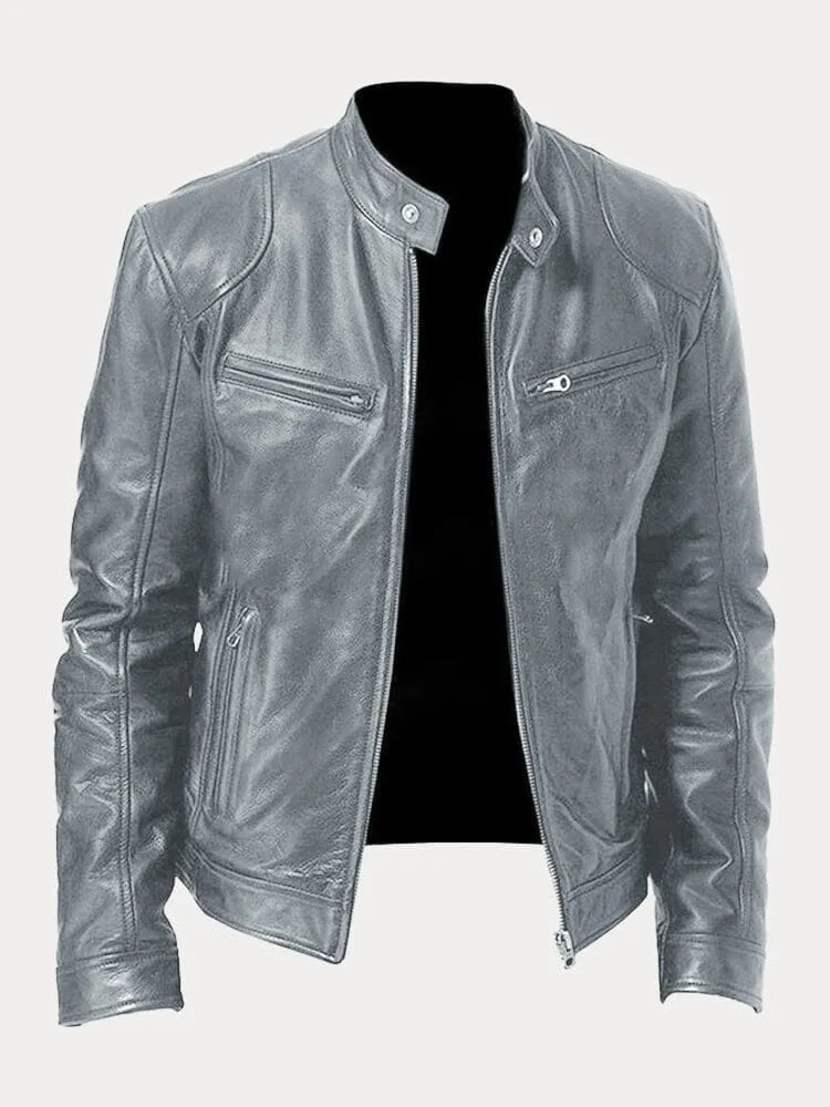 Men's Leather Biker Jacket Regular Fit