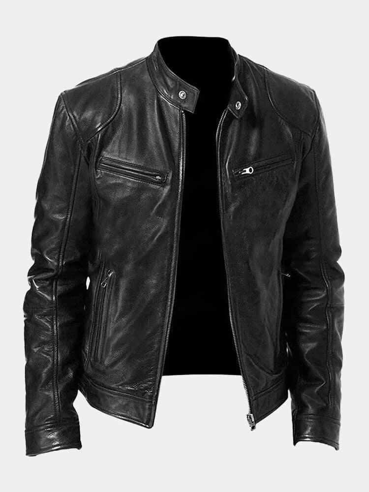 Men's Leather Biker Jacket Regular Fit