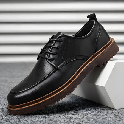 Men's Leather Shoes Brown Black Chunky Style
