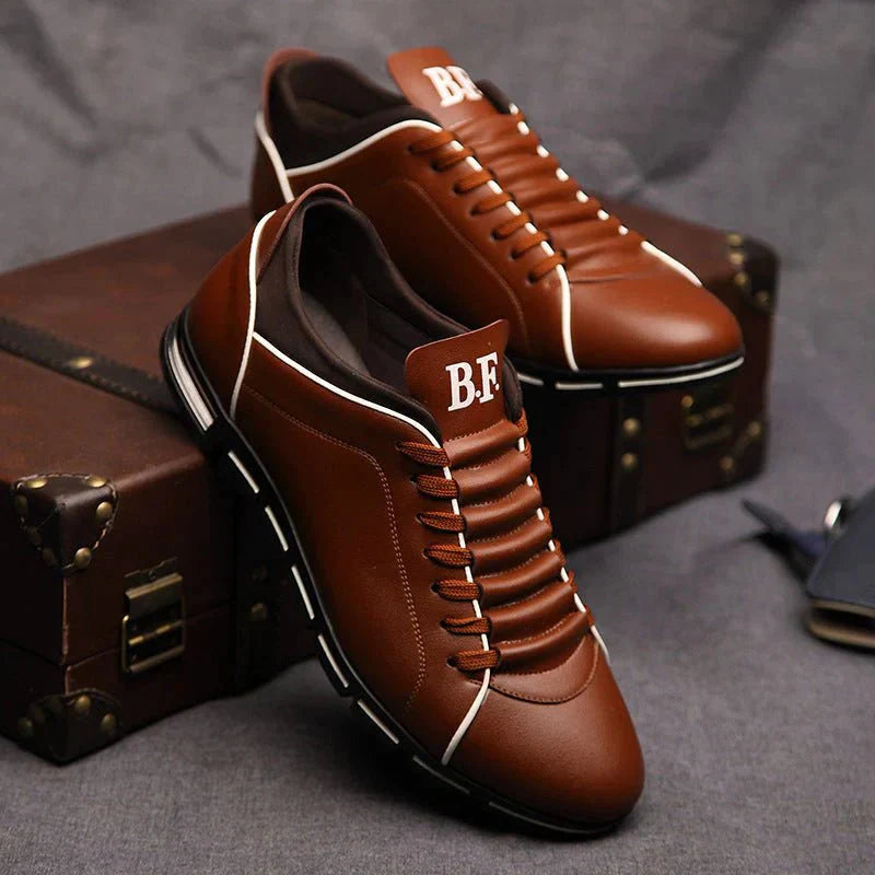 Men's Leather Sneakers Comfortable Slip-On Shoes
