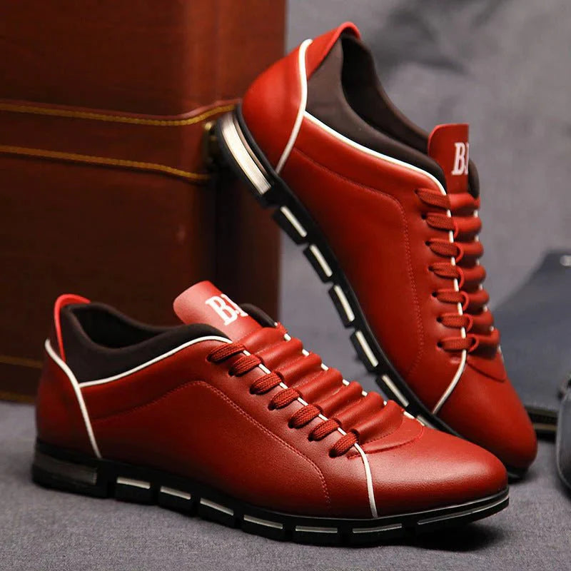 Men's Leather Sneakers Comfortable Slip-On Shoes