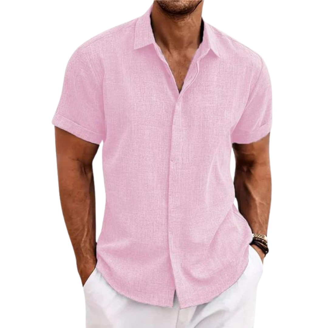 Linen Short Sleeve Shirt for Men Summer