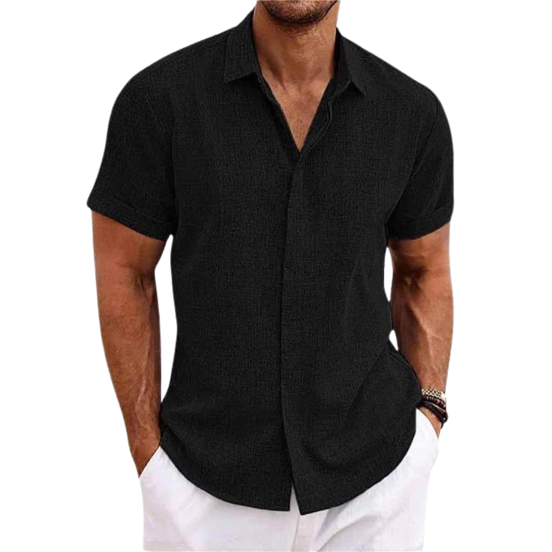 Linen Short Sleeve Shirt for Men Summer