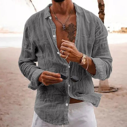Men's Linen Long Sleeve Cotton Elegant Shirt