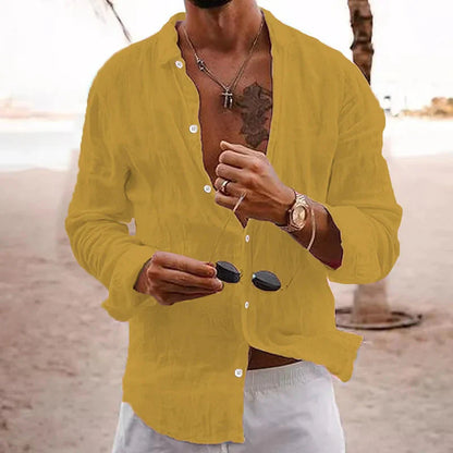 Men's Linen Long Sleeve Cotton Elegant Shirt