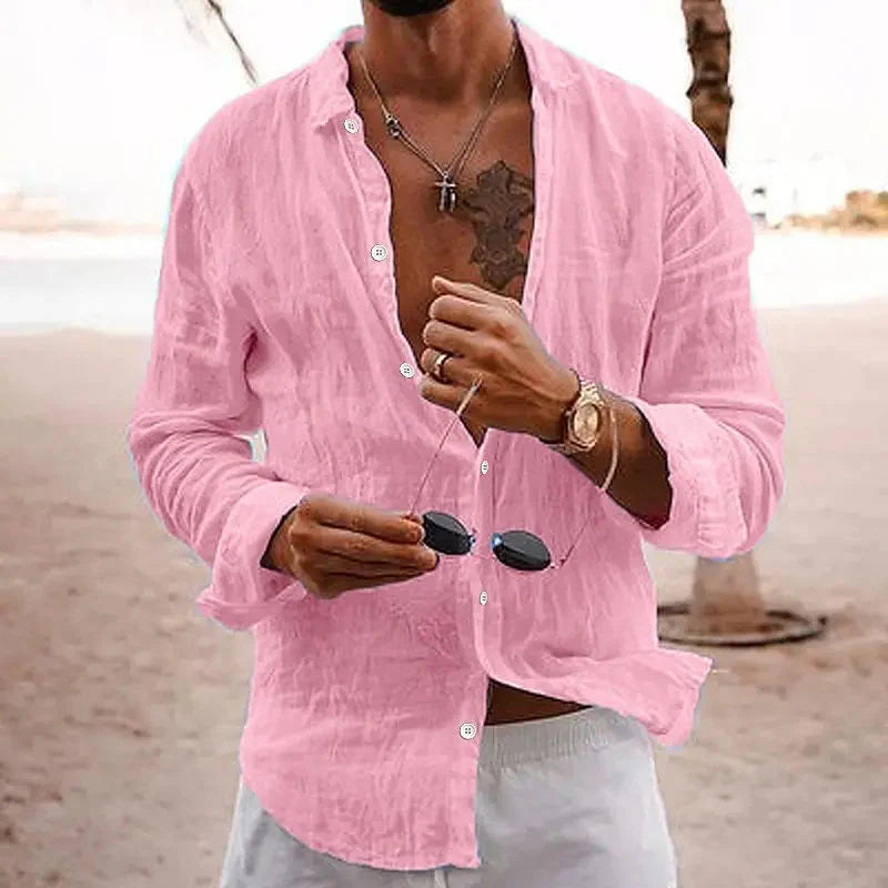 Men's Linen Long Sleeve Cotton Elegant Shirt