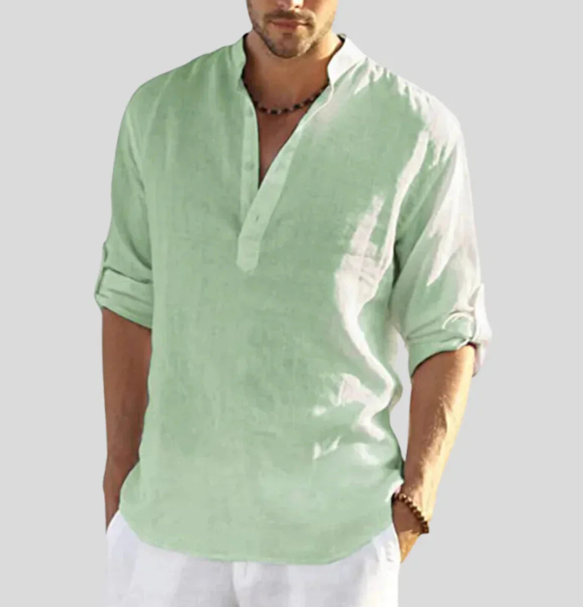 Men's Linen Half-Button Shirt Cotton Quality