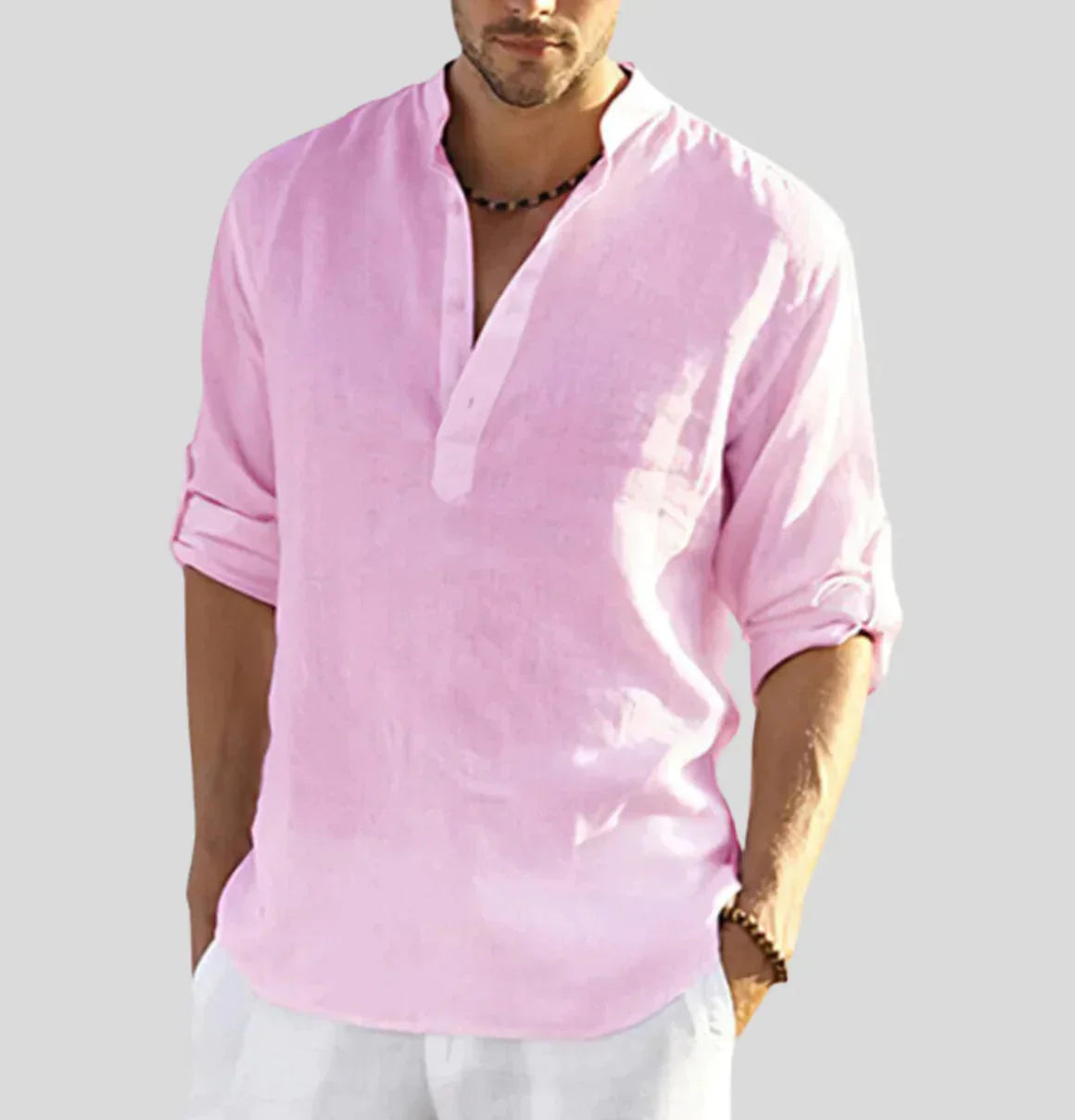 Men's Linen Half-Button Shirt Cotton Quality