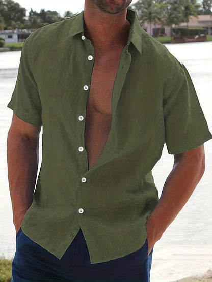 Men's Linen Short Sleeve Shirt Summer