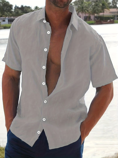 Men's Linen Short Sleeve Shirt Summer