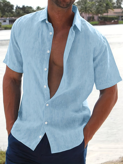 Men's Linen Short Sleeve Shirt Summer