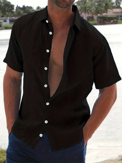 Men's Linen Short Sleeve Shirt Summer