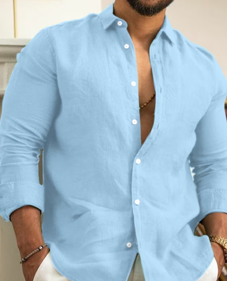 Men's Linen Long Sleeve Cotton Shirt
