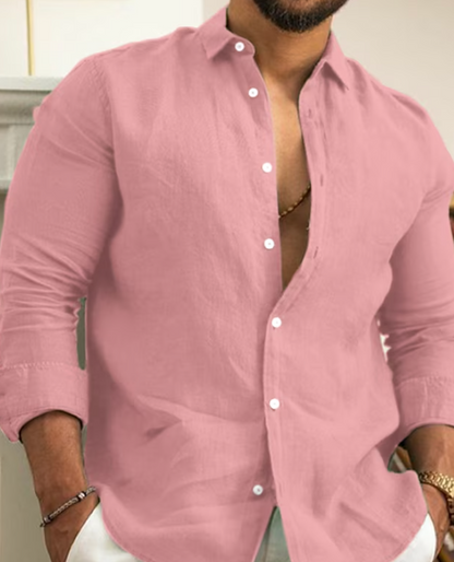 Men's Linen Long Sleeve Cotton Shirt