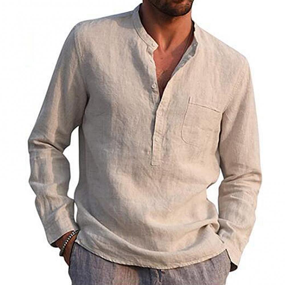 Men's Lightweight Long-Sleeve Cotton Linen Shirt