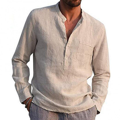 Men's Lightweight Long-Sleeve Cotton Linen Shirt