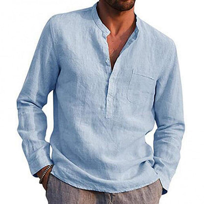 Men's Lightweight Long-Sleeve Cotton Linen Shirt