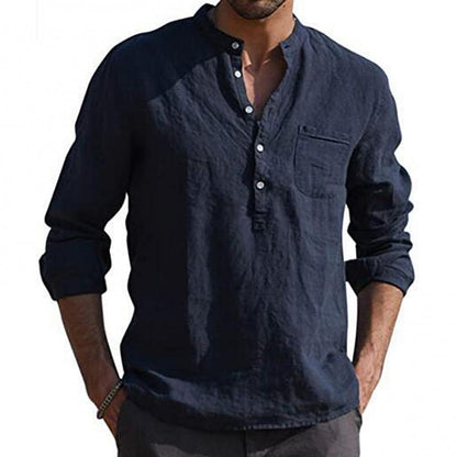 Men's Lightweight Long-Sleeve Cotton Linen Shirt