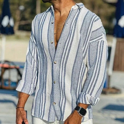 Linen Cotton Relaxed Fit Striped Shirt