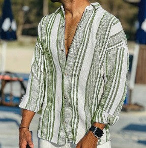 Linen Cotton Relaxed Fit Striped Shirt