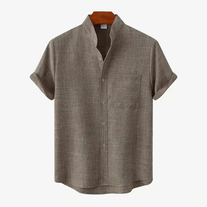 Summer Shirt Linen Look Buttons Short Sleeve