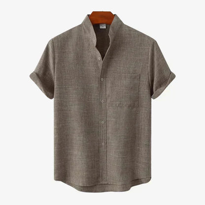 Summer Shirt Linen Look Buttons Short Sleeve