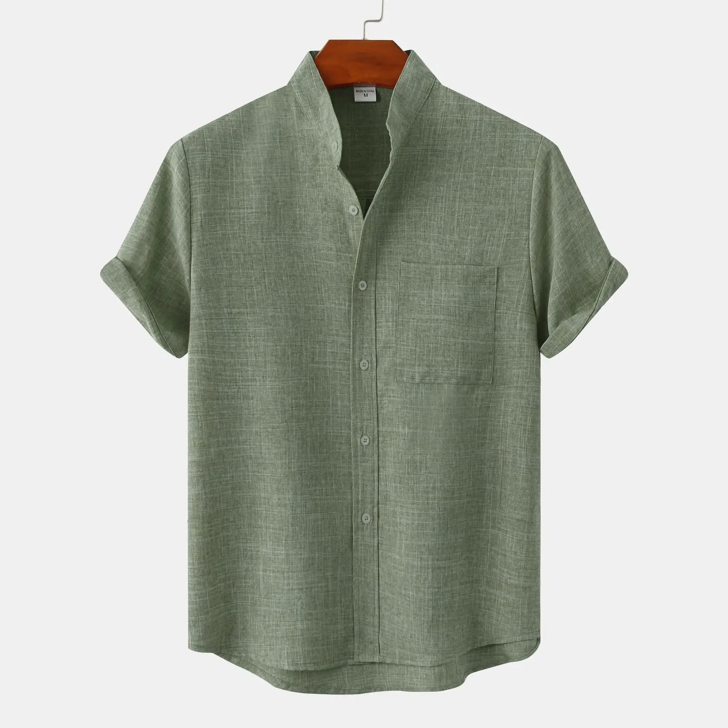 Summer Shirt Linen Look Buttons Short Sleeve