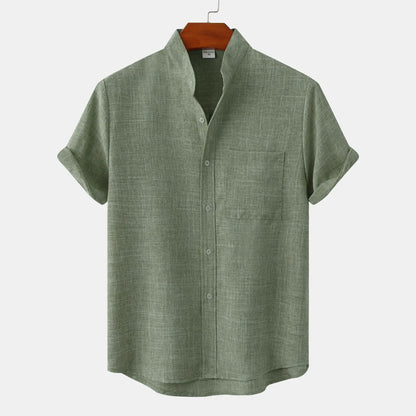 Summer Shirt Linen Look Buttons Short Sleeve