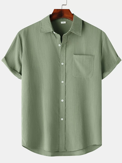 Linen Shirt Summer Short Sleeve Button Down