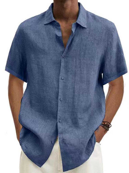 Summer Shirt Linen Look Short-sleeved