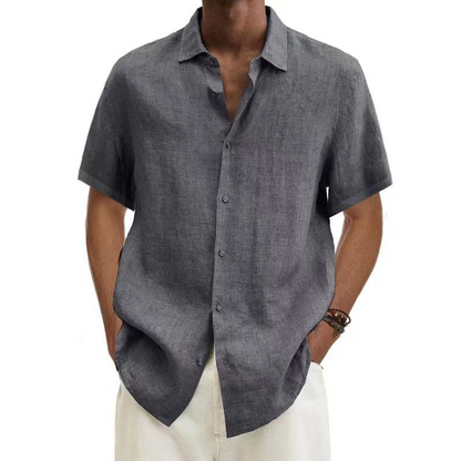 Summer Shirt Linen Look Short-sleeved