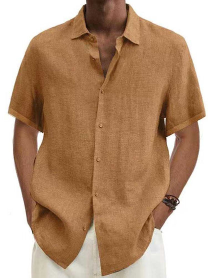 Summer Shirt Linen Look Short-sleeved