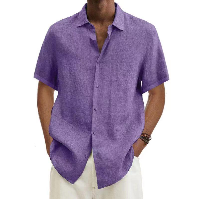 Summer Shirt Linen Look Short-sleeved