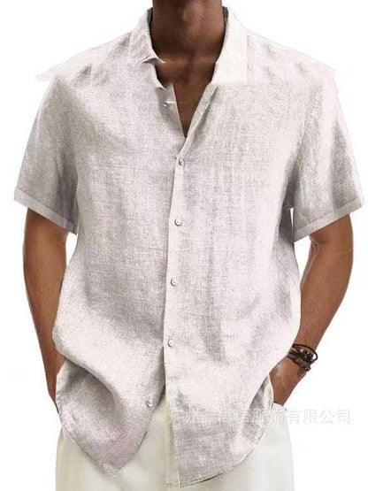 Summer Shirt Linen Look Short-sleeved