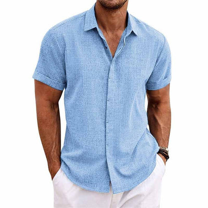 Linen Shirt Summer Short Sleeve Men