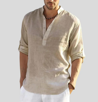Men's Linen Shirt Long Sleeve Button-Down Elegant